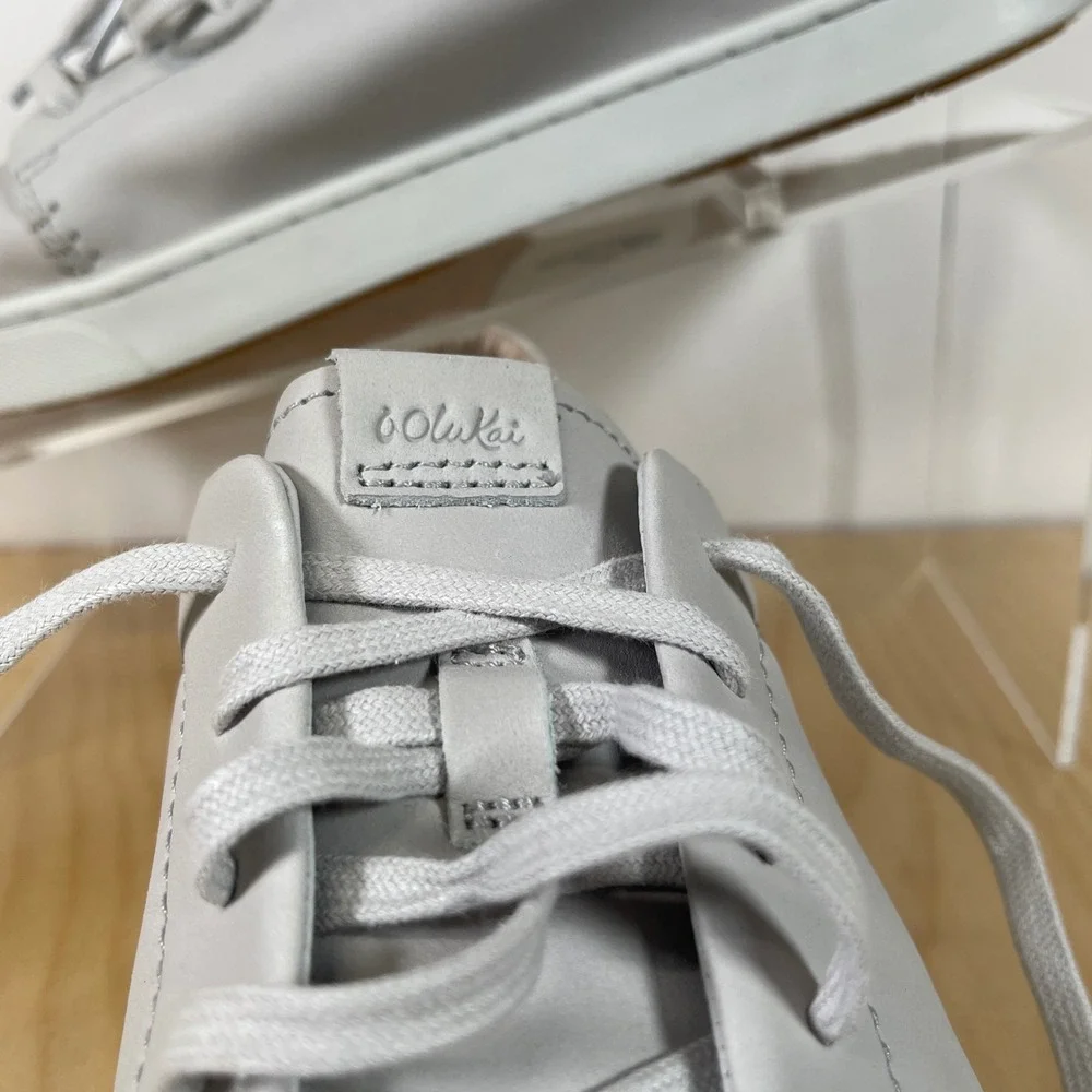 OluKai Pehuea Li Ili Women's Leather Sneakers Light Gray‎ Casual Shoes